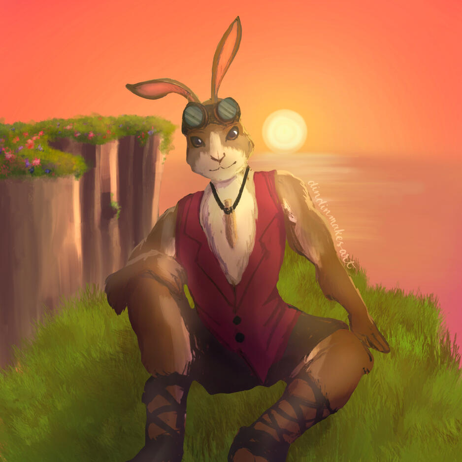 Rabbitfolk/Harengon Artificer, D&amp;D character, full body painting