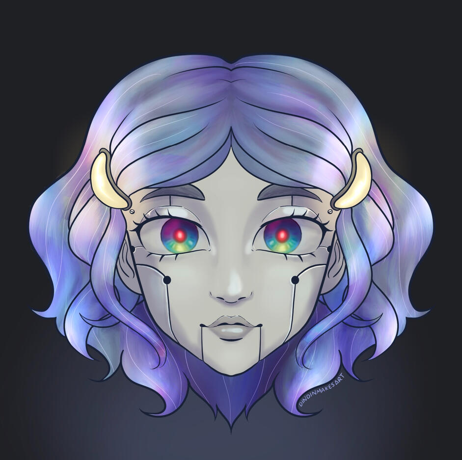 COMMISSIONED - Warforged Android Girl Head Icon